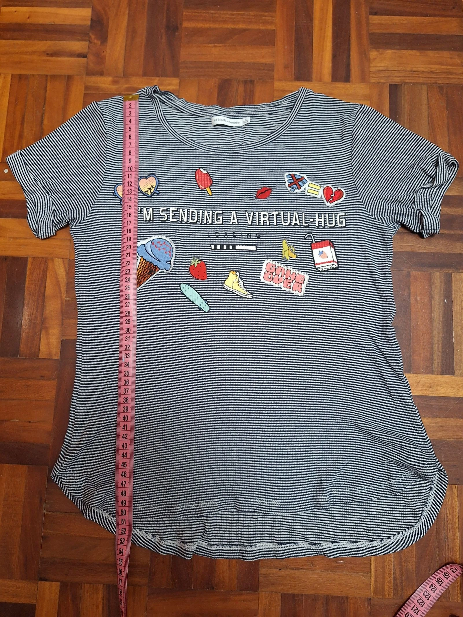 Bershka striped T-shirt with embroidered patches T.S – photo 5